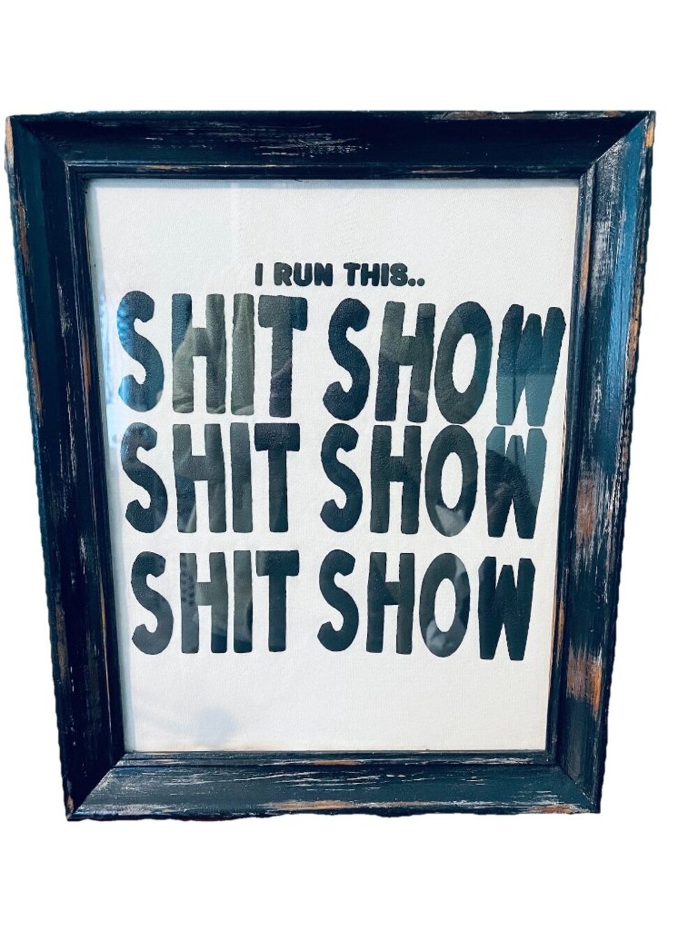 Wall Art Hanging Picture Funny Saying Wood Frame Distressed Man Cave Bathroom